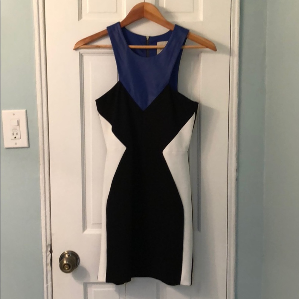 Mason Blue Color-block Leather Detailed Dress